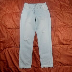 NWT Flying Monkey Apart High Rise Mom Ripped Straight Crop Jeans Women's Size 25